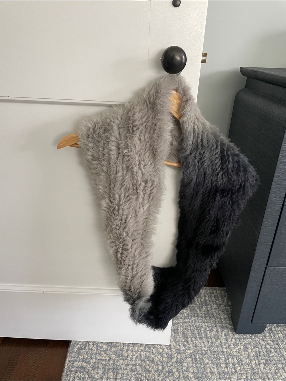 Rabbit Fur Collar Wrap in Grey and Black
